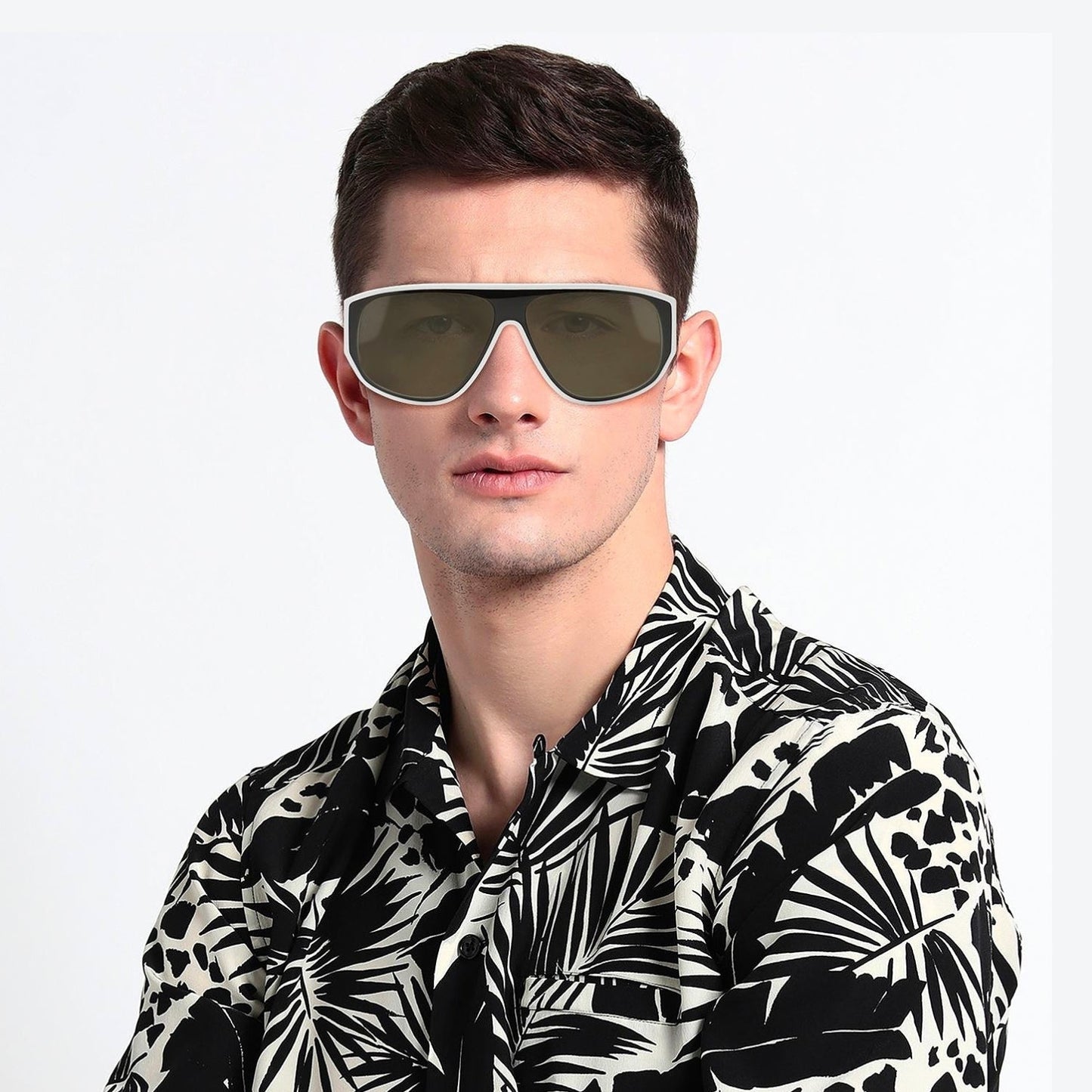 Men's White Green Sunglasses