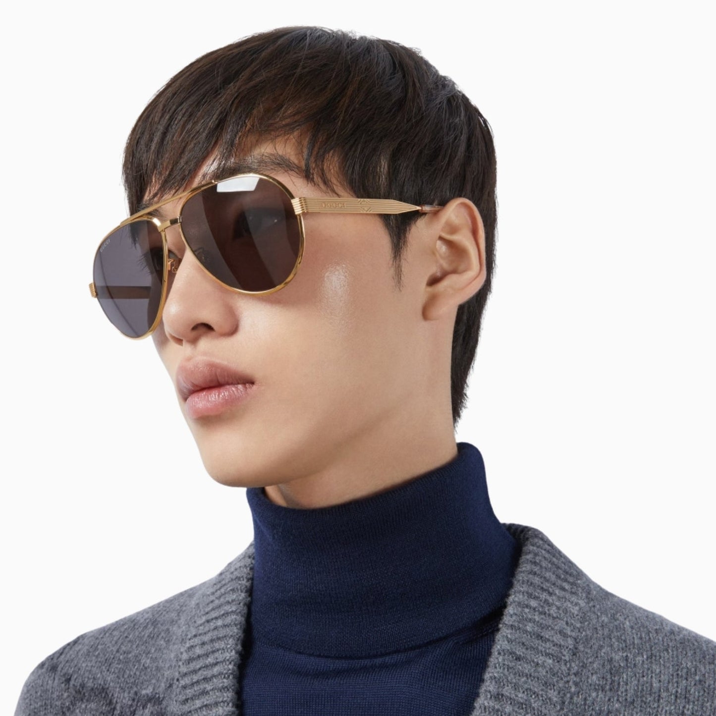 Men's Gucci Gold Grey Sunglasses