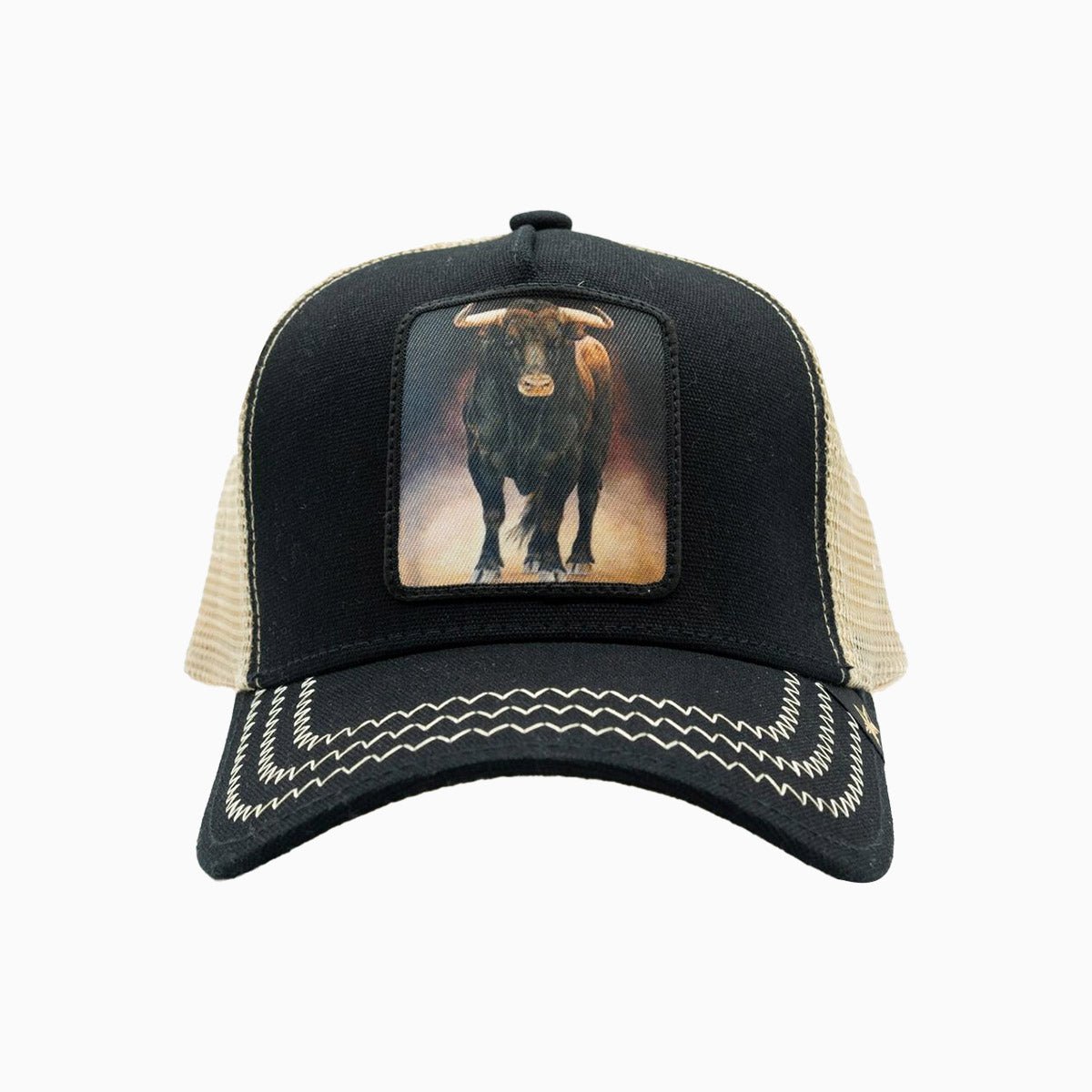 The Bull Black Beige Trucker Hat