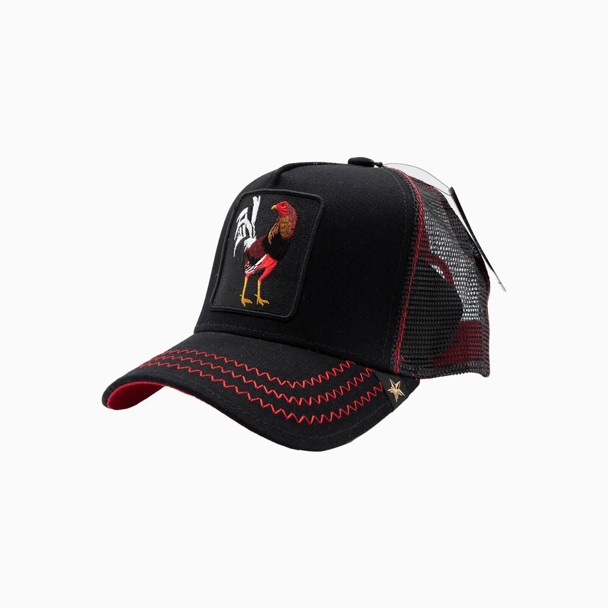 The Rooster Black Red Trucker Hat