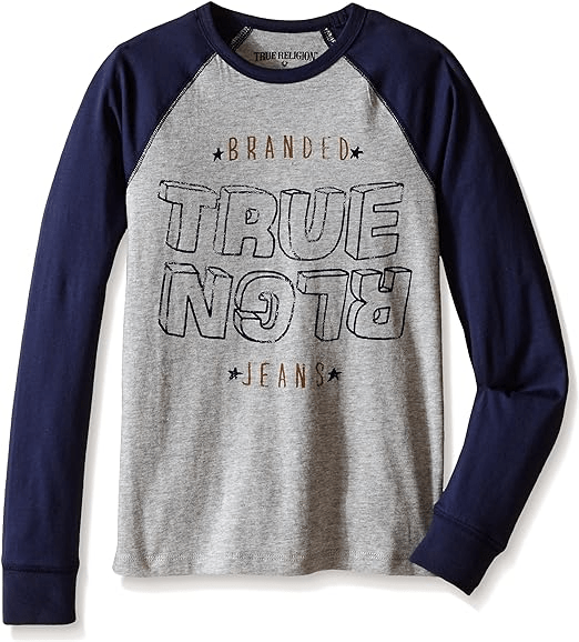 Kid's Raglan Burned Out Indigo Short Sleeves Long Sleeve Shirt