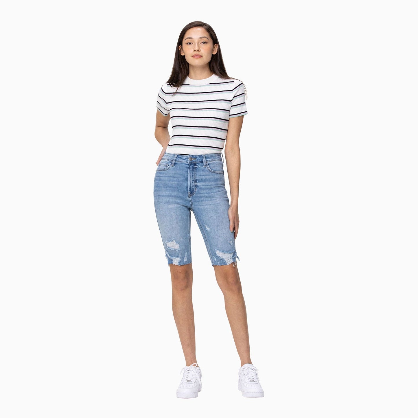 Women's High Rise Bermuda Longer Inseam Shorts