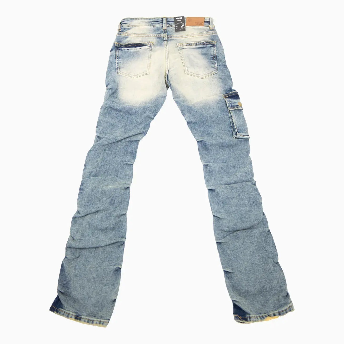 Kid's Cargo Distre Stacked Denim Pant