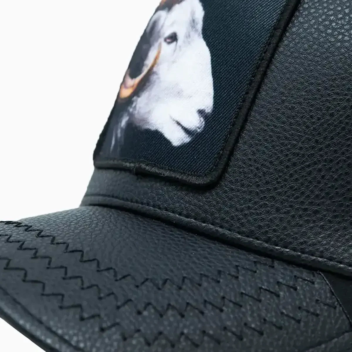 Goat Black Leather Trucker Hat