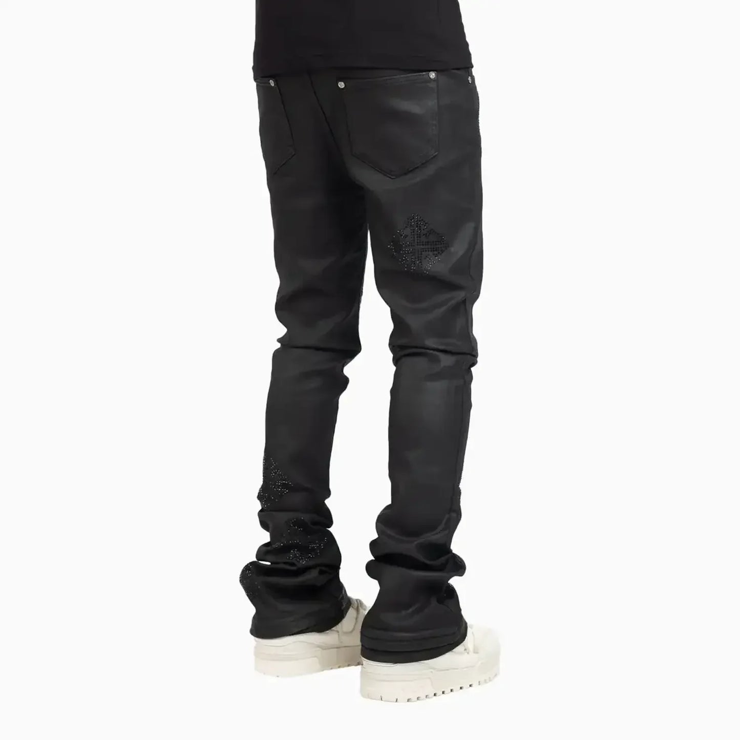 Men's Black Icon Embellished Denim Pant