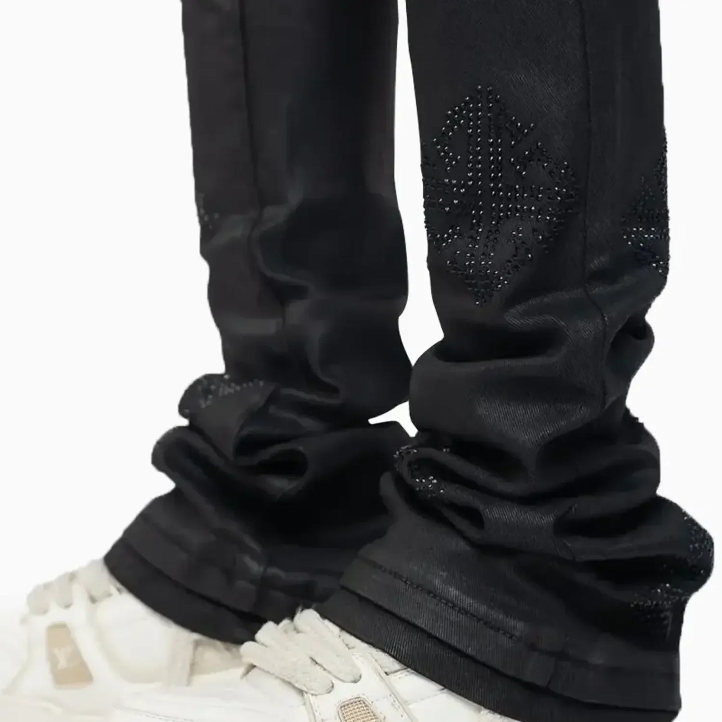Men's Black Icon Embellished Denim Pant