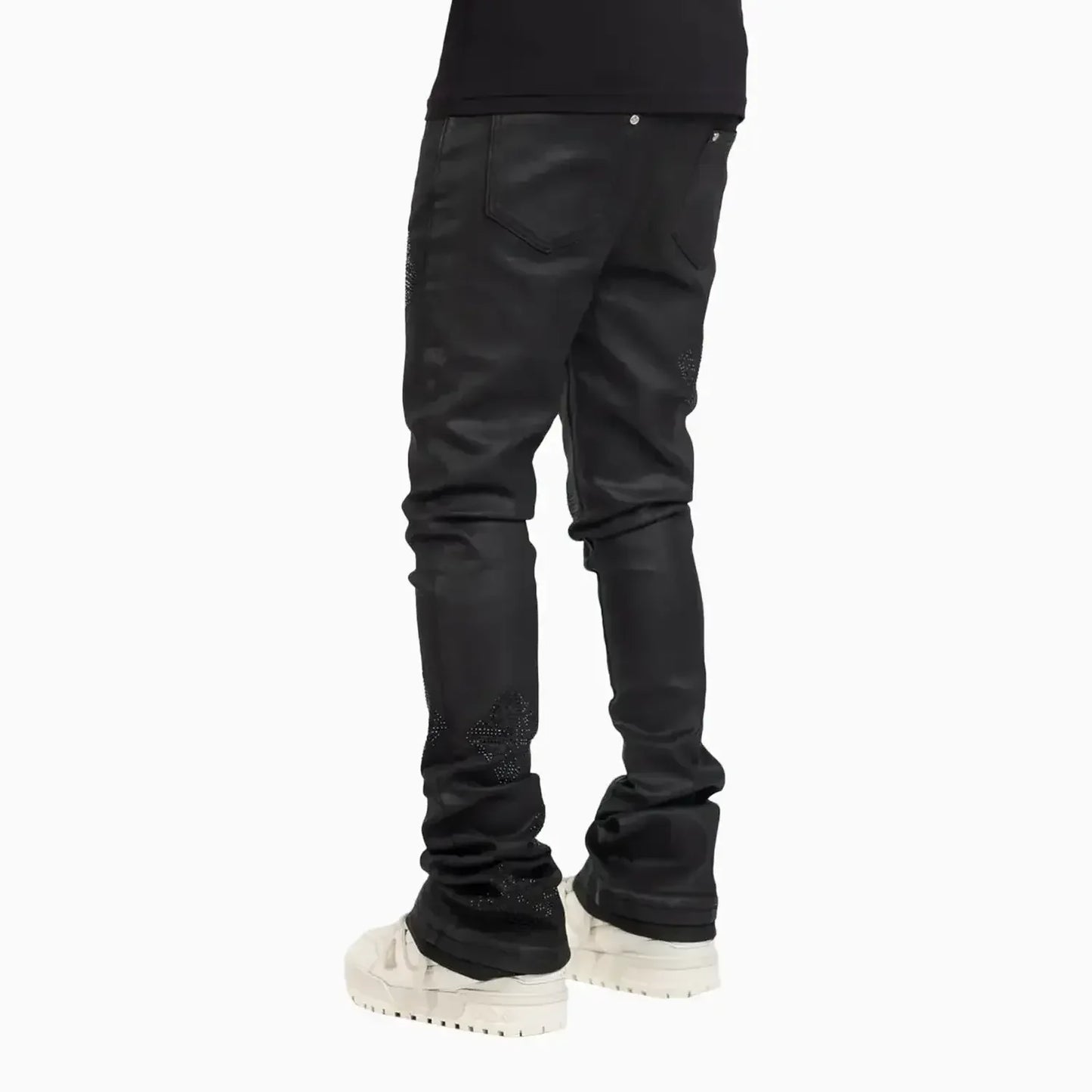 Men's Black Icon Embellished Denim Pant
