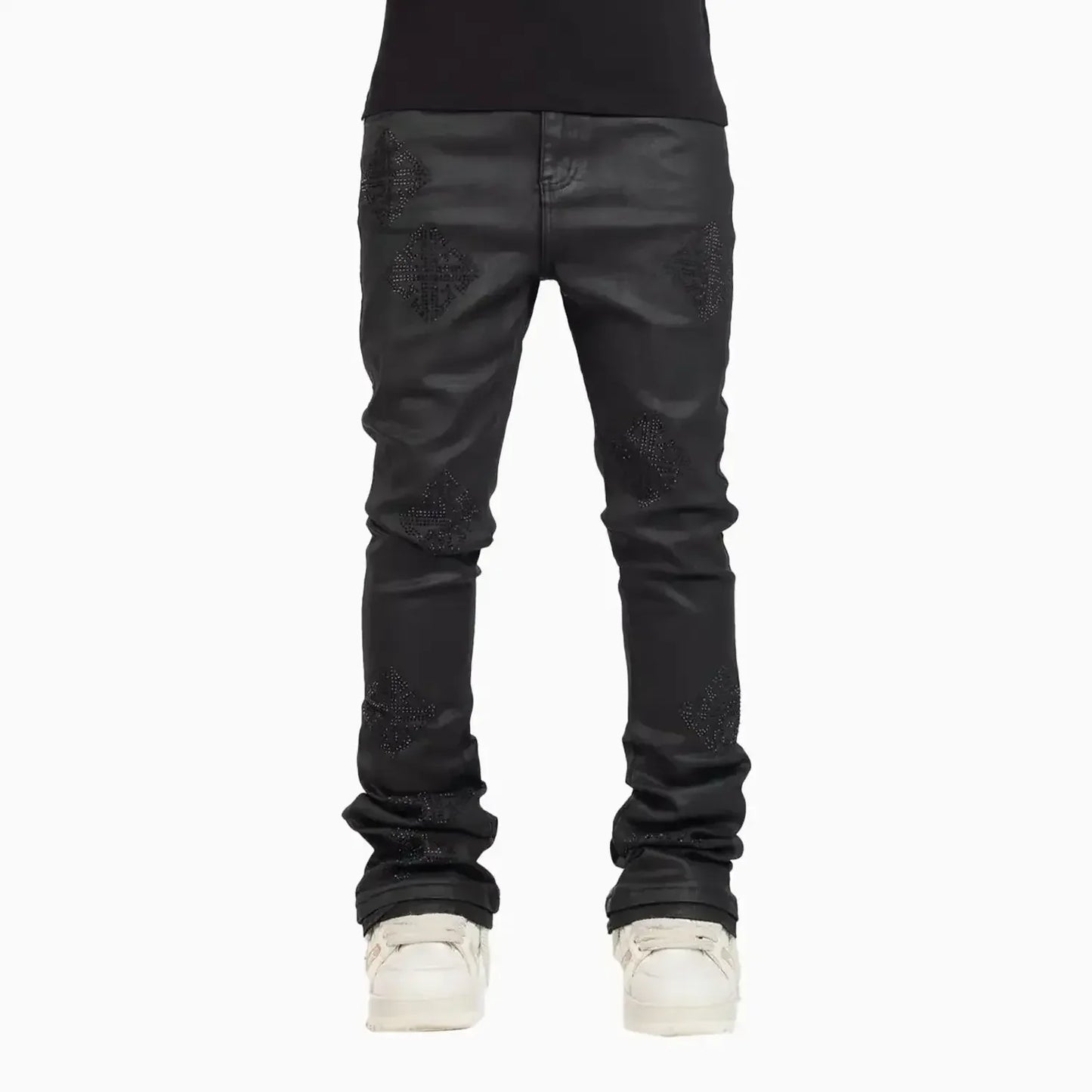 Men's Black Icon Embellished Denim Pant