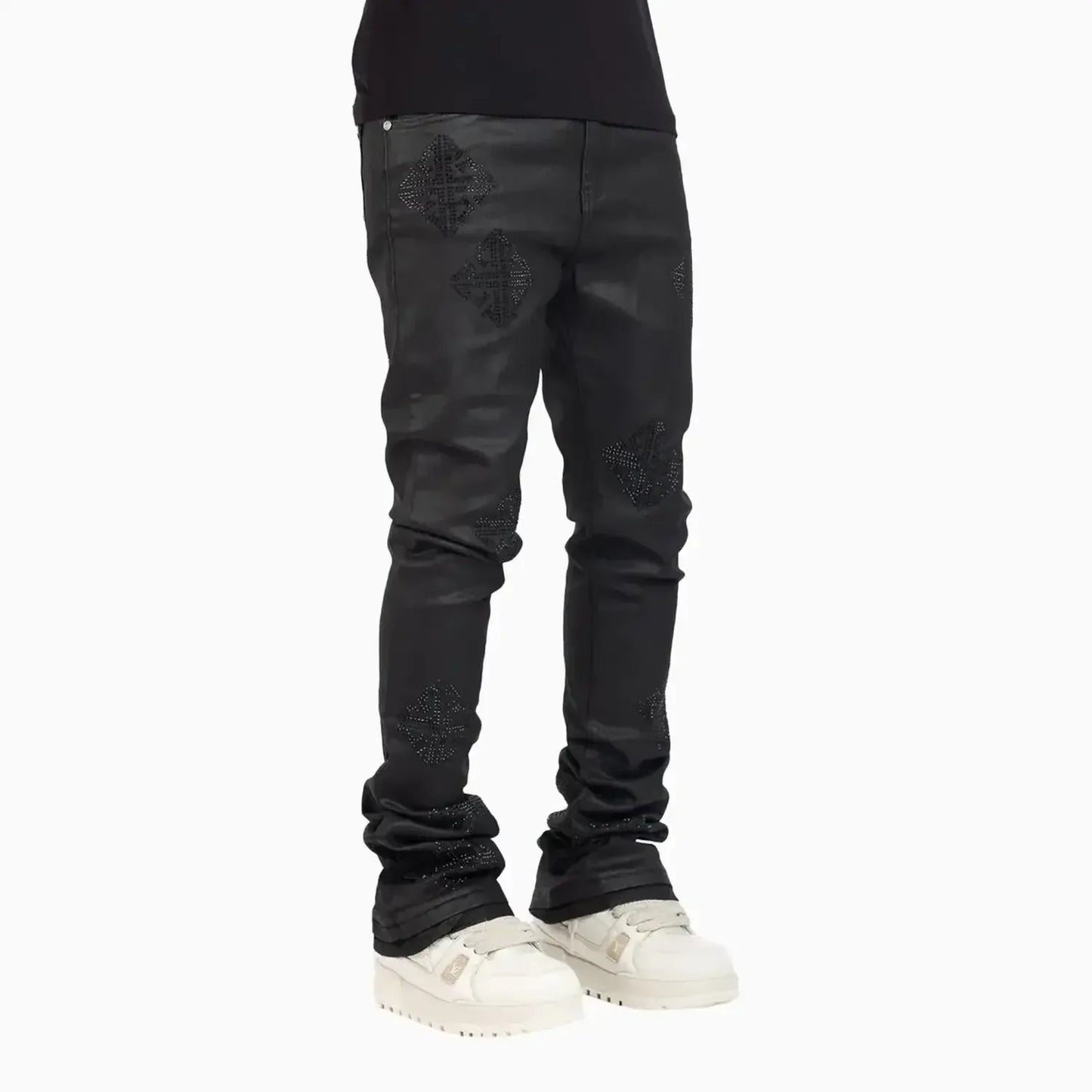Men's Black Icon Embellished Denim Pant