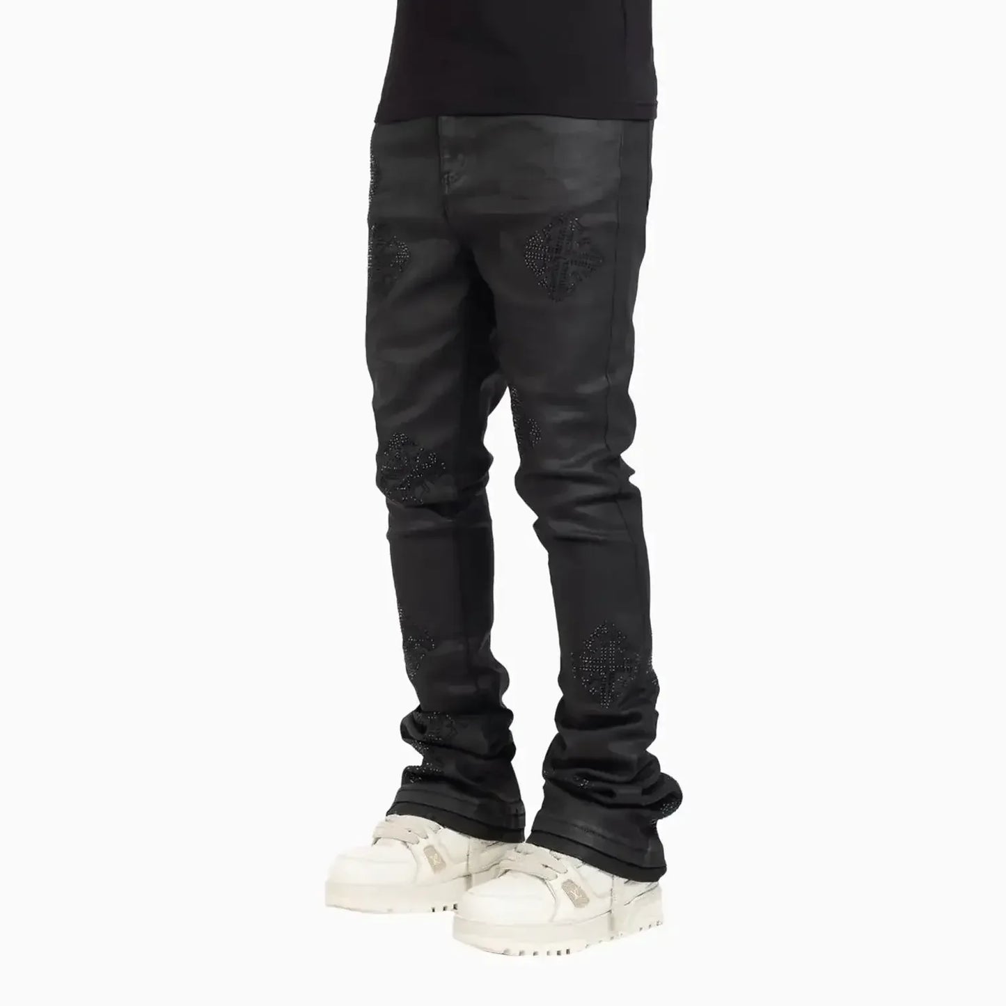 Men's Black Icon Embellished Denim Pant