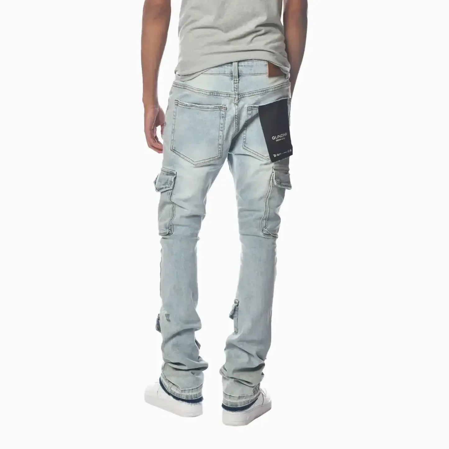 Men's Light Washed Cargo Jeans Pant
