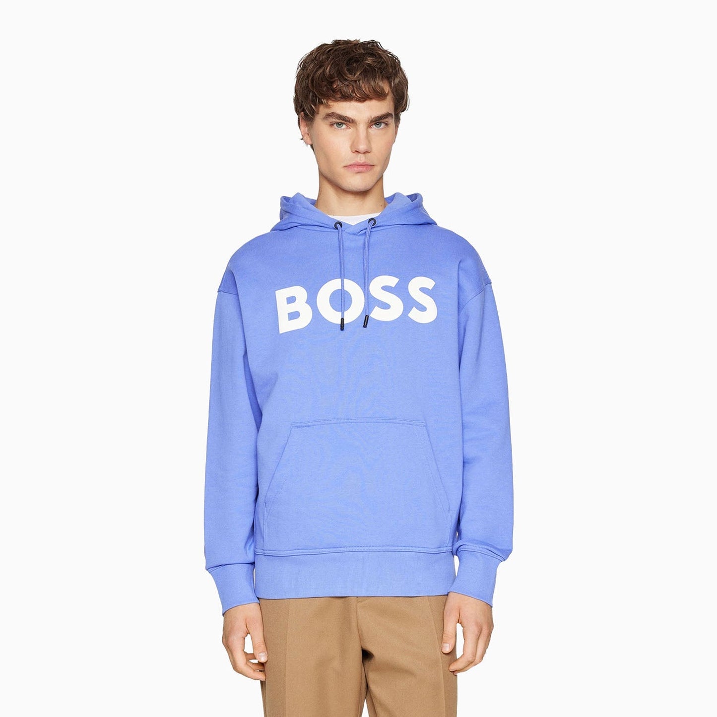 Men's Logo Print Hoodie In French Terry Cotton