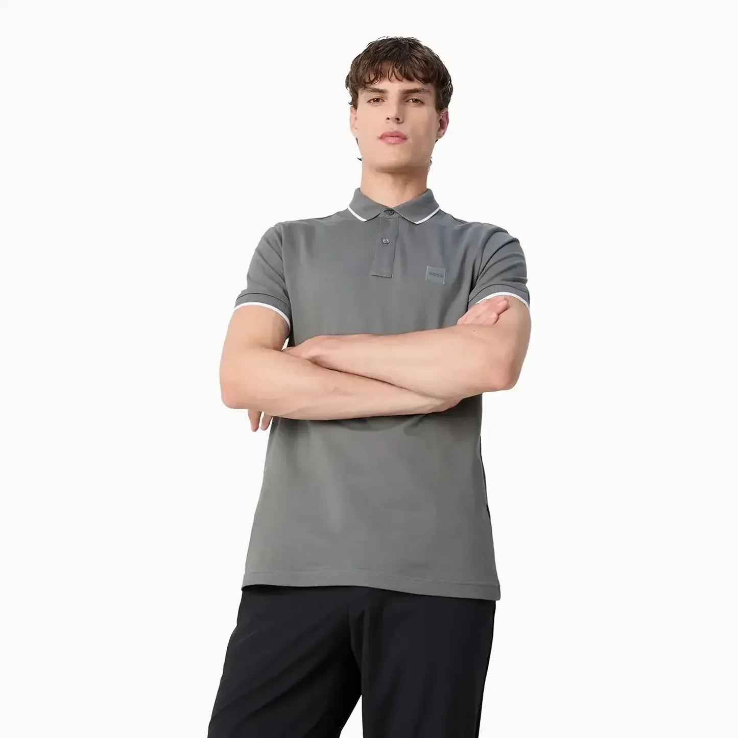 Men's Slim Fit Polo Shirt In Washed Stretch Cotton Pique