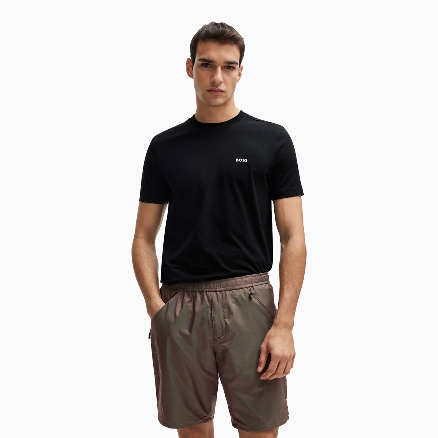 Men's Stretch Cotton Regular Fit T-Shirt With Contrast Logo
