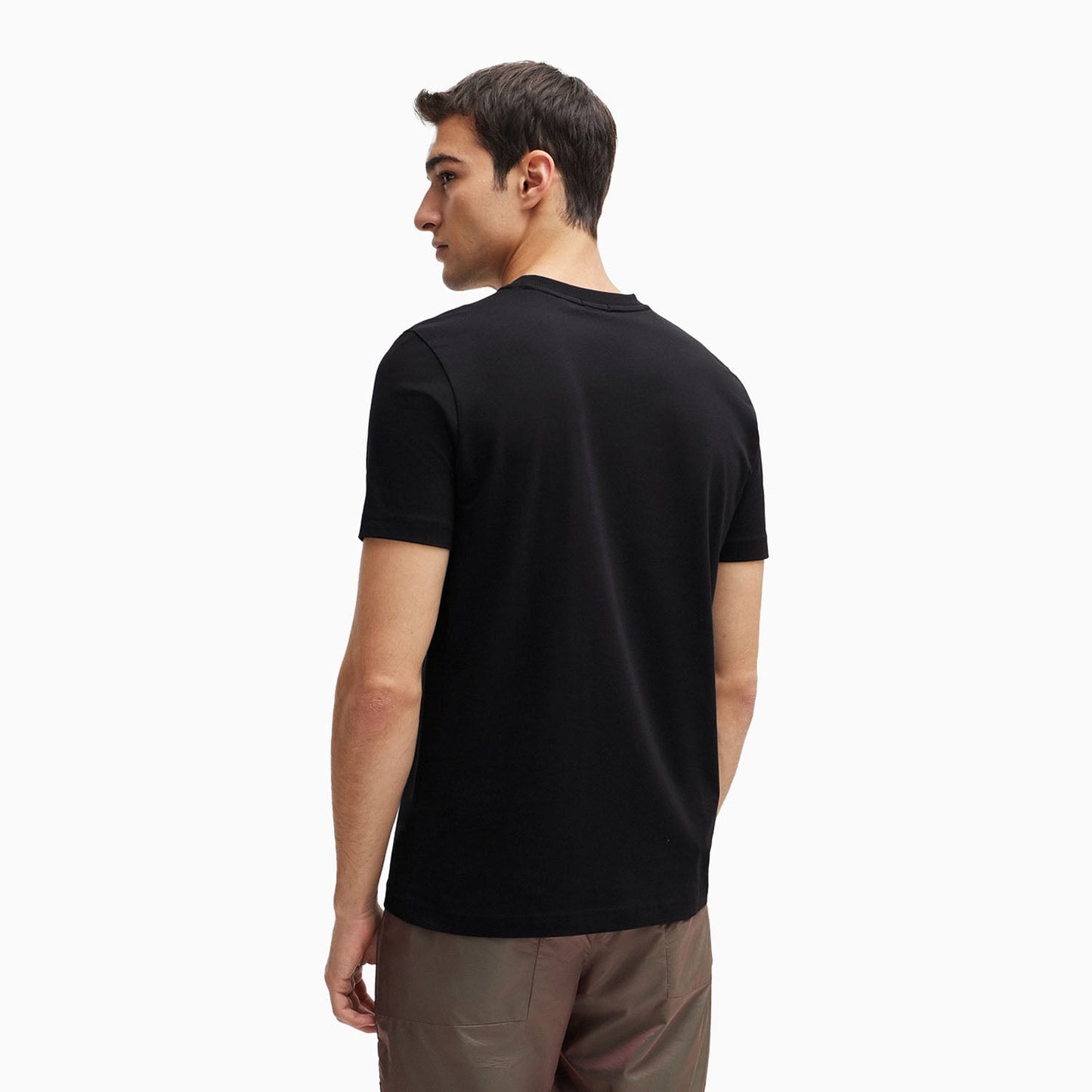 Men's Stretch Cotton Regular Fit T-Shirt With Contrast Logo