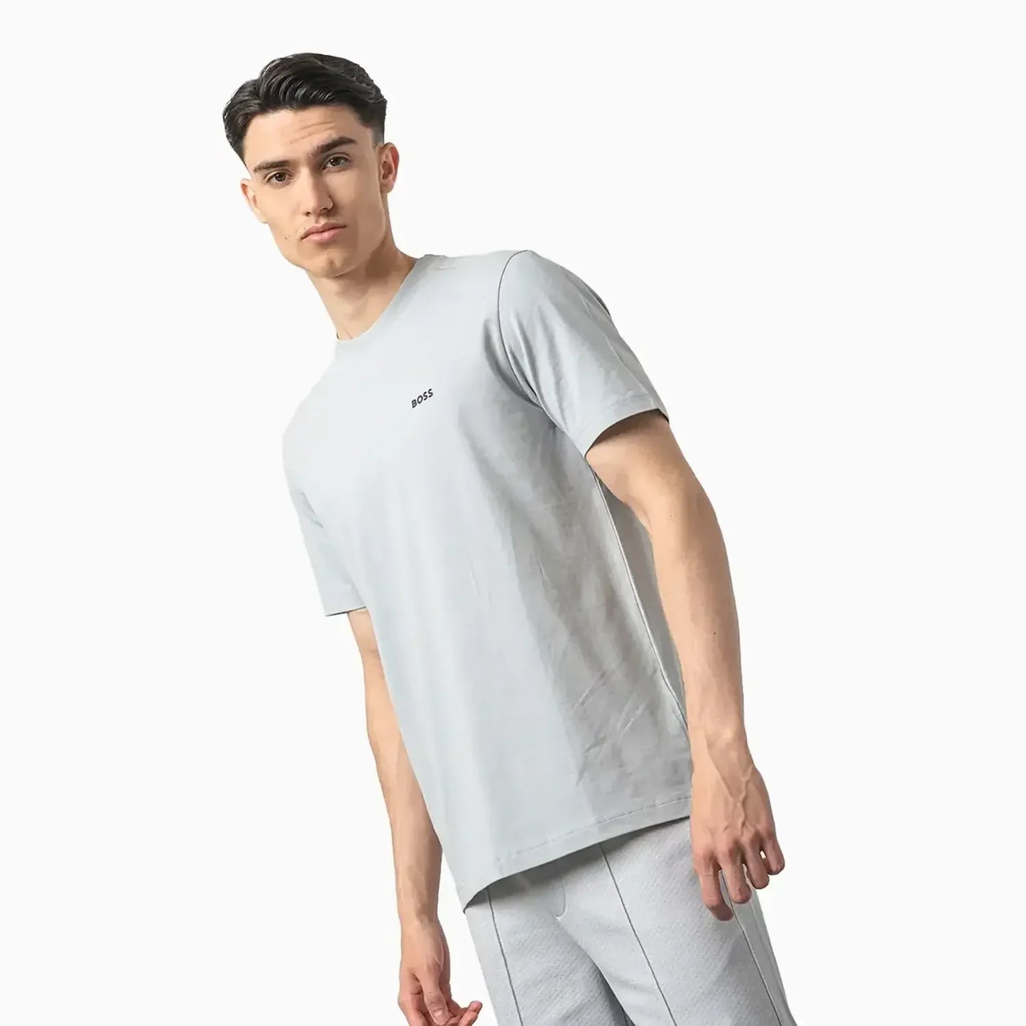 Men's Stretch Cotton Regular Fit T-Shirt With Contrast Logo