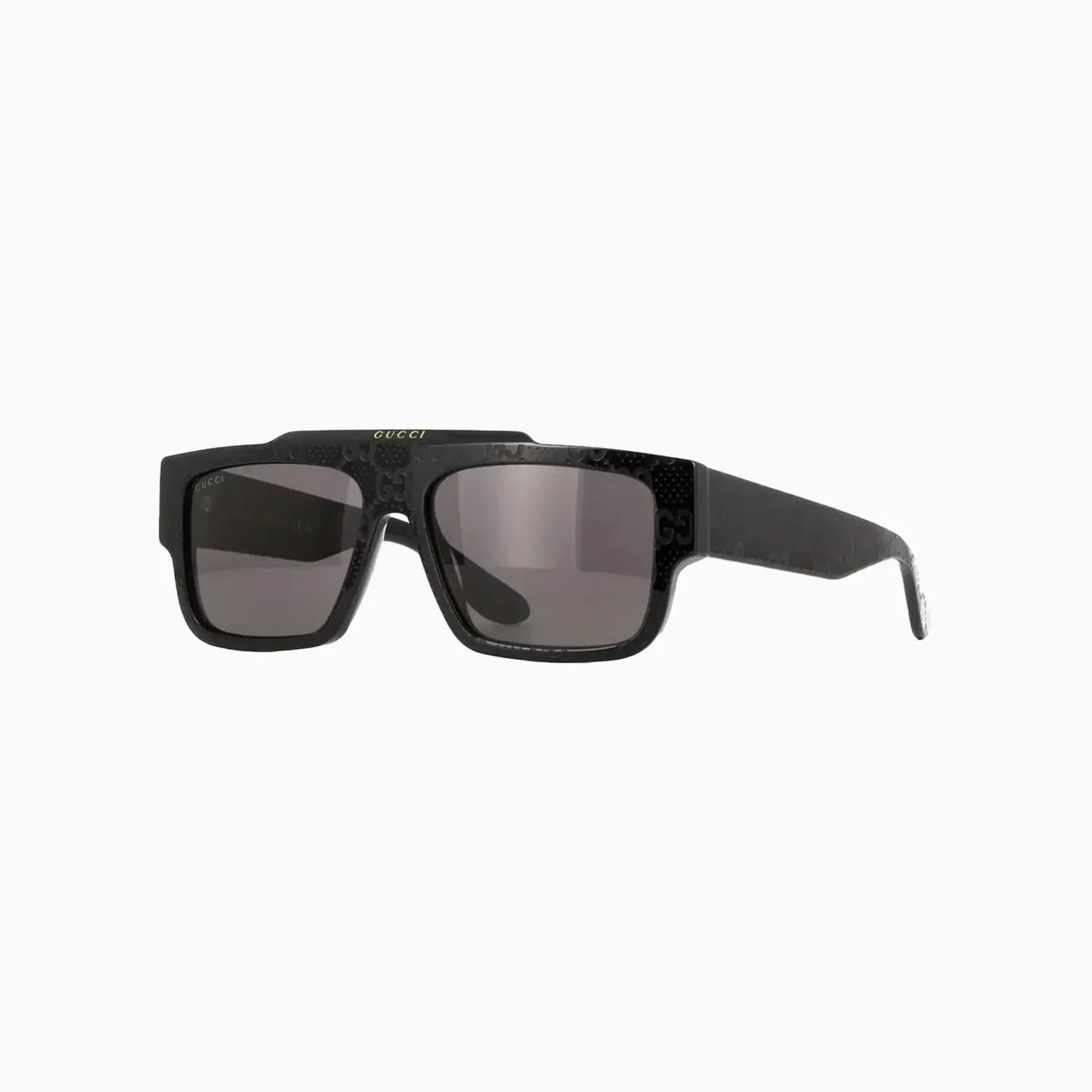 Men's Gucci Shiny Black with Embossed Logo Pattern Sunglasses