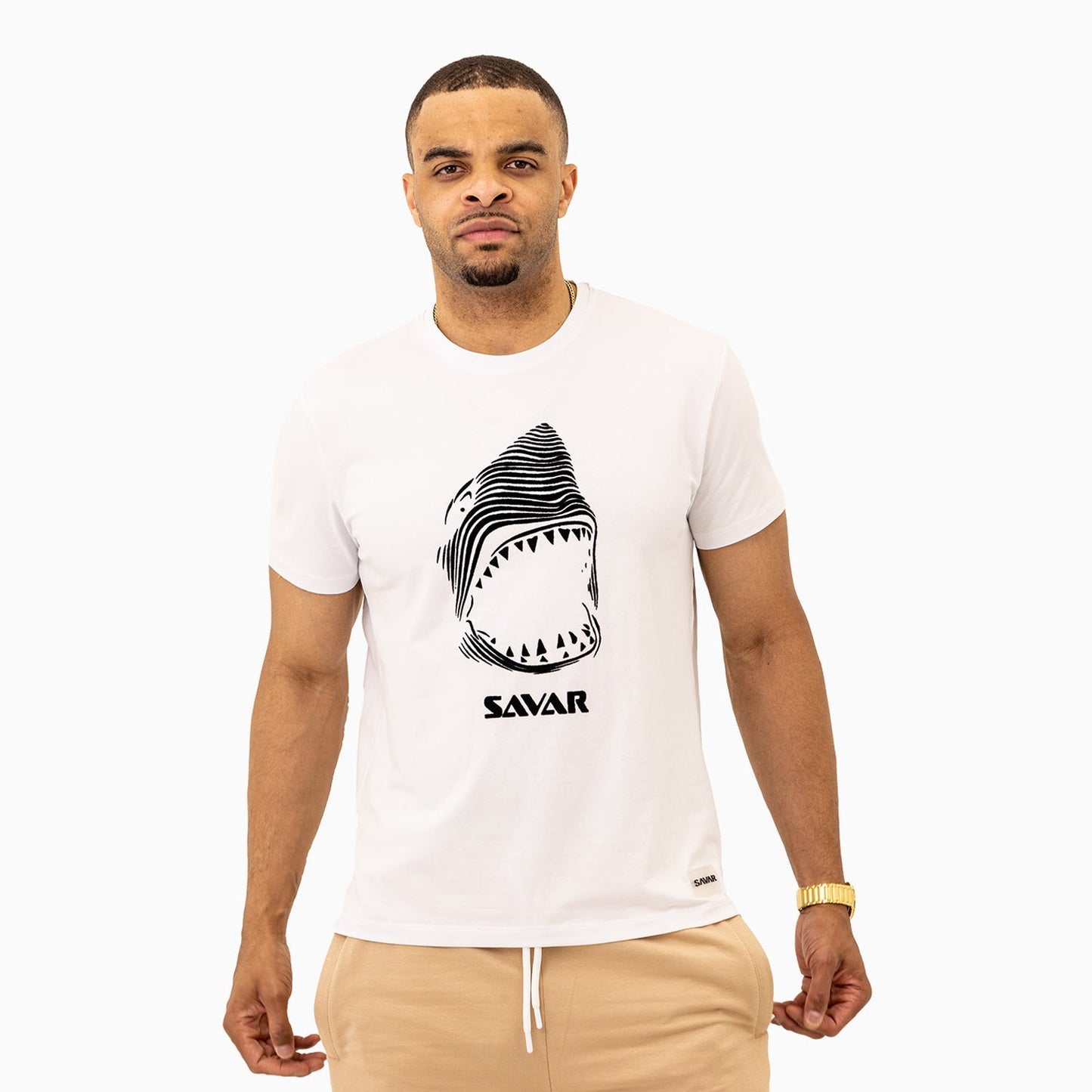 Men's Savar Shark Short Sleeve Logo T-Shirt