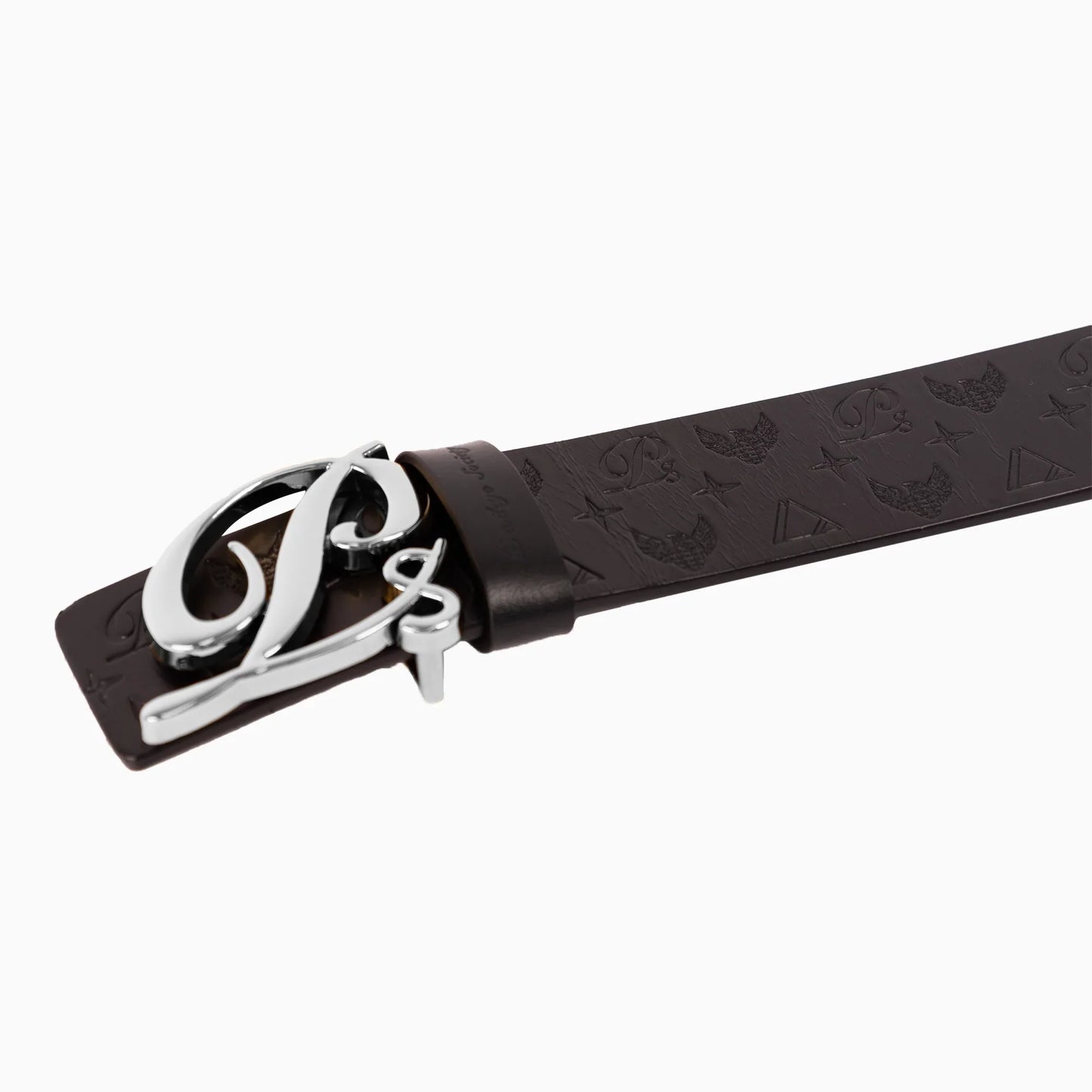 Men's Monogram Leather HC Belt Silver Black