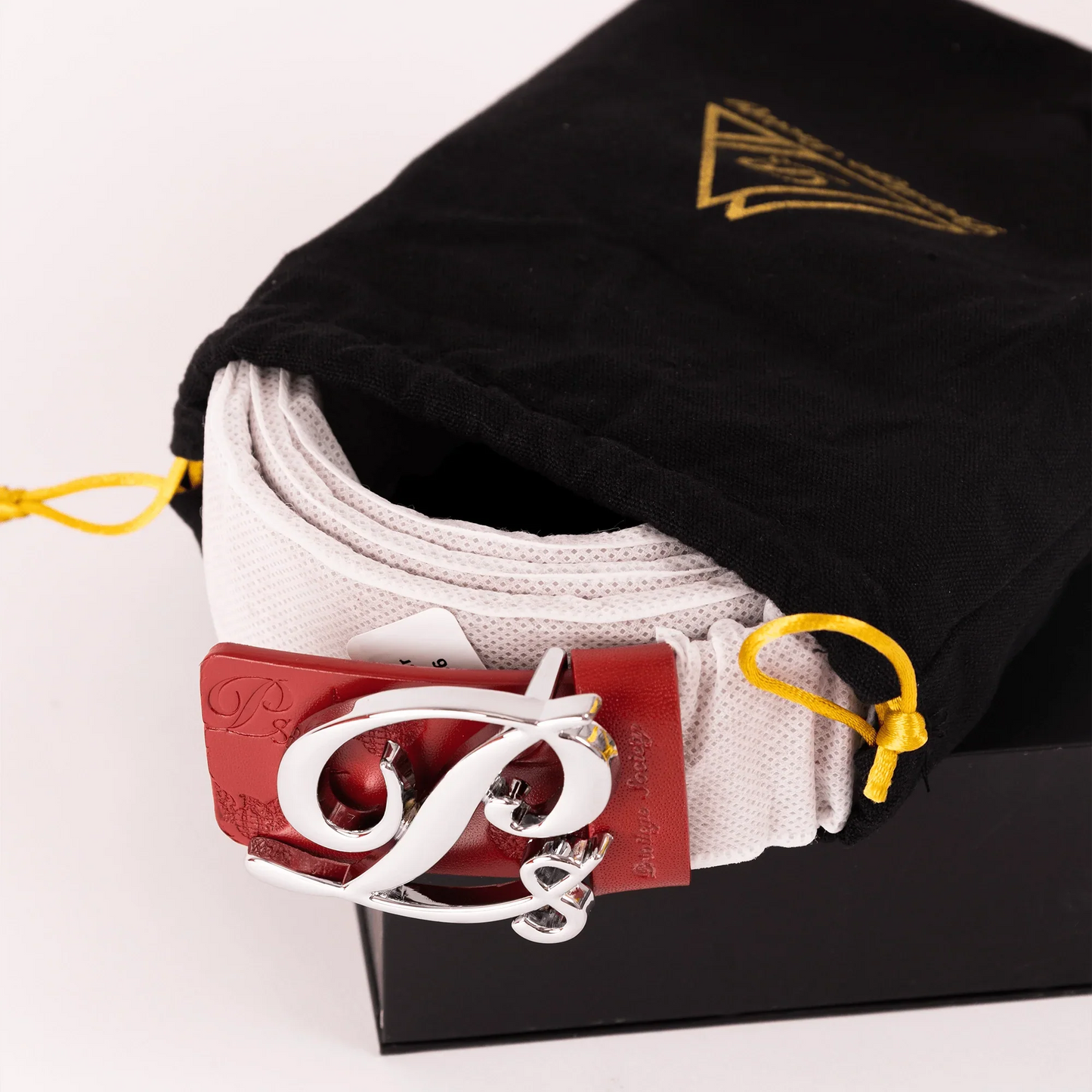 Men's Monogram Leather HC Belt Silver Red