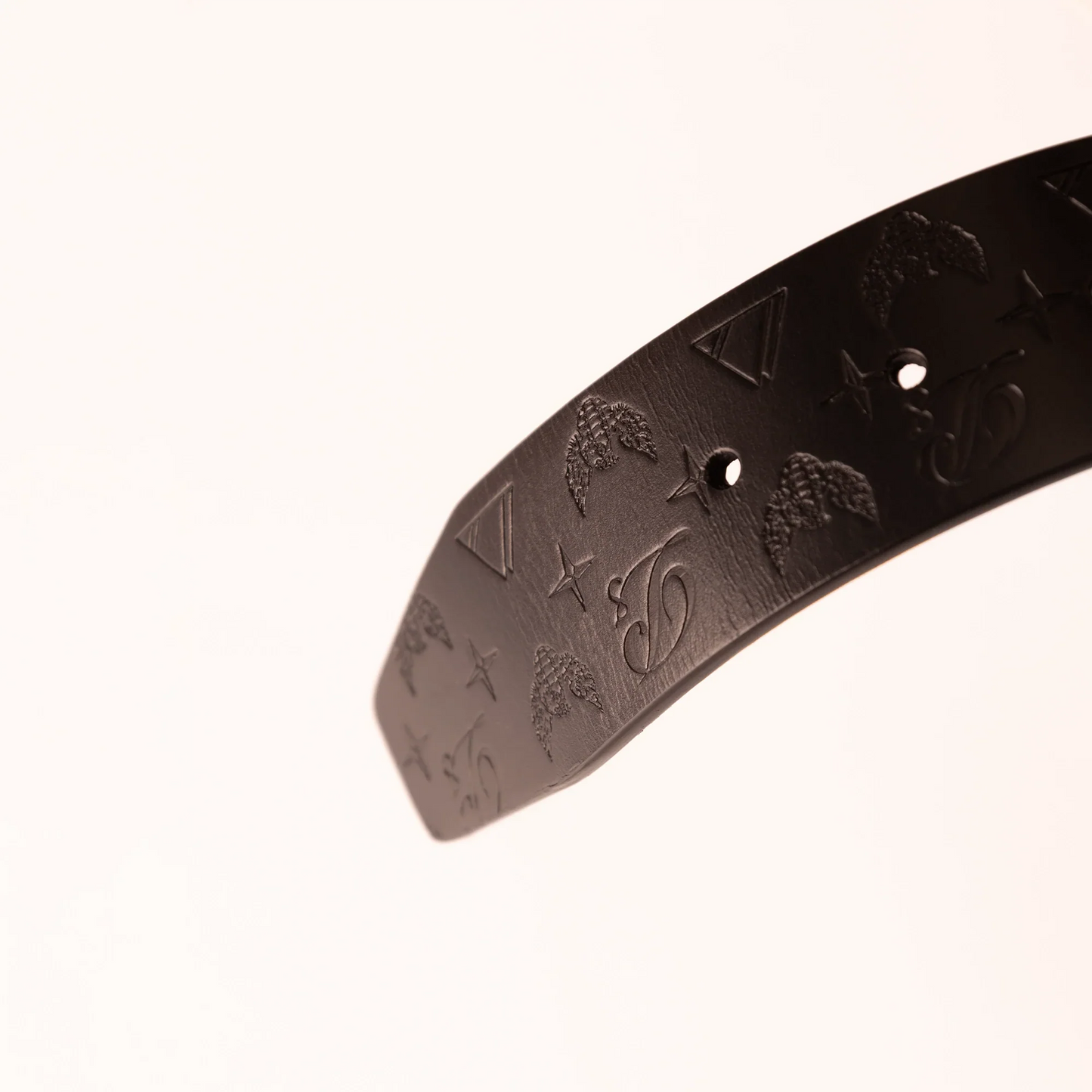 Men's Monogram Leather HC Belt Gold Black