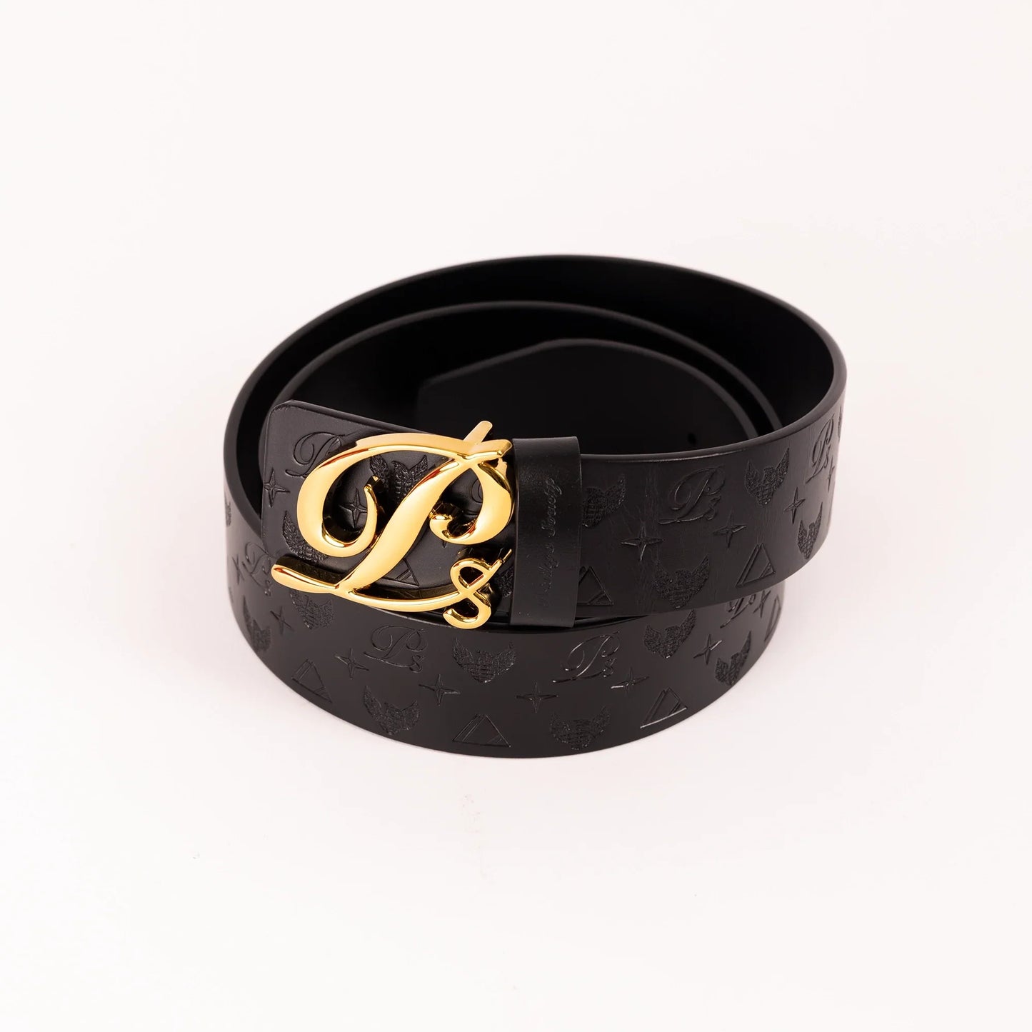 Men's Monogram Leather HC Belt Gold Black