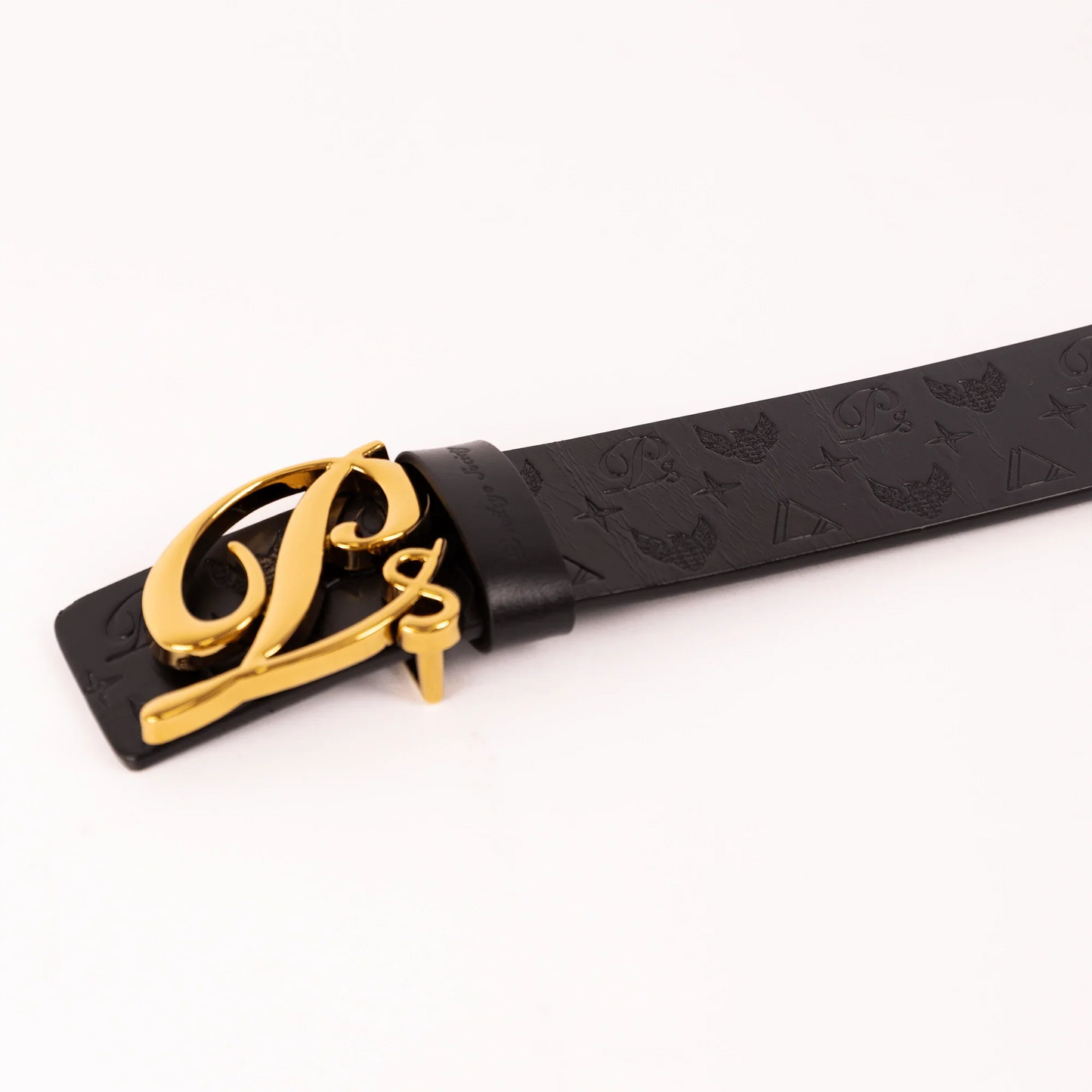 Men's Monogram Leather HC Belt Gold Black