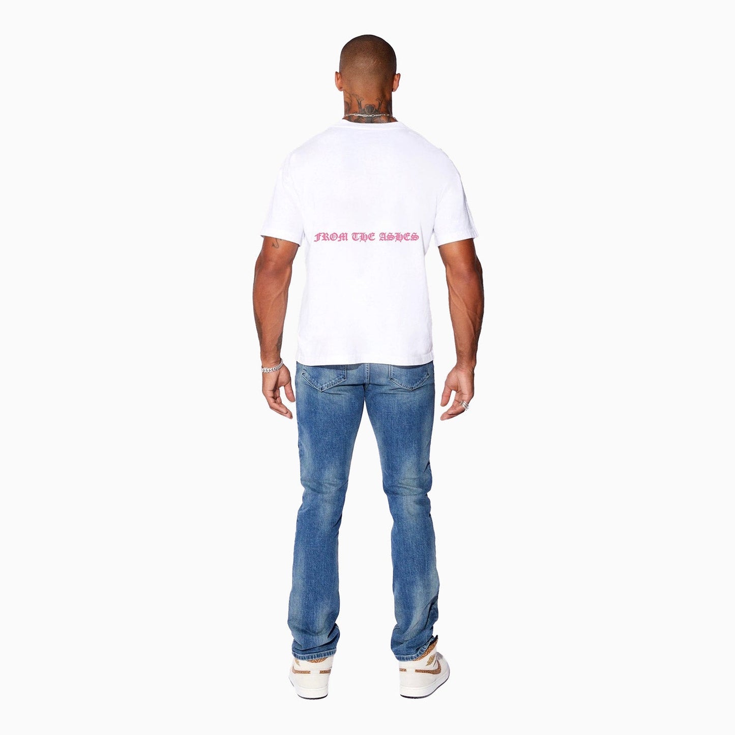 Men's Ashes Pink In White T Shirt