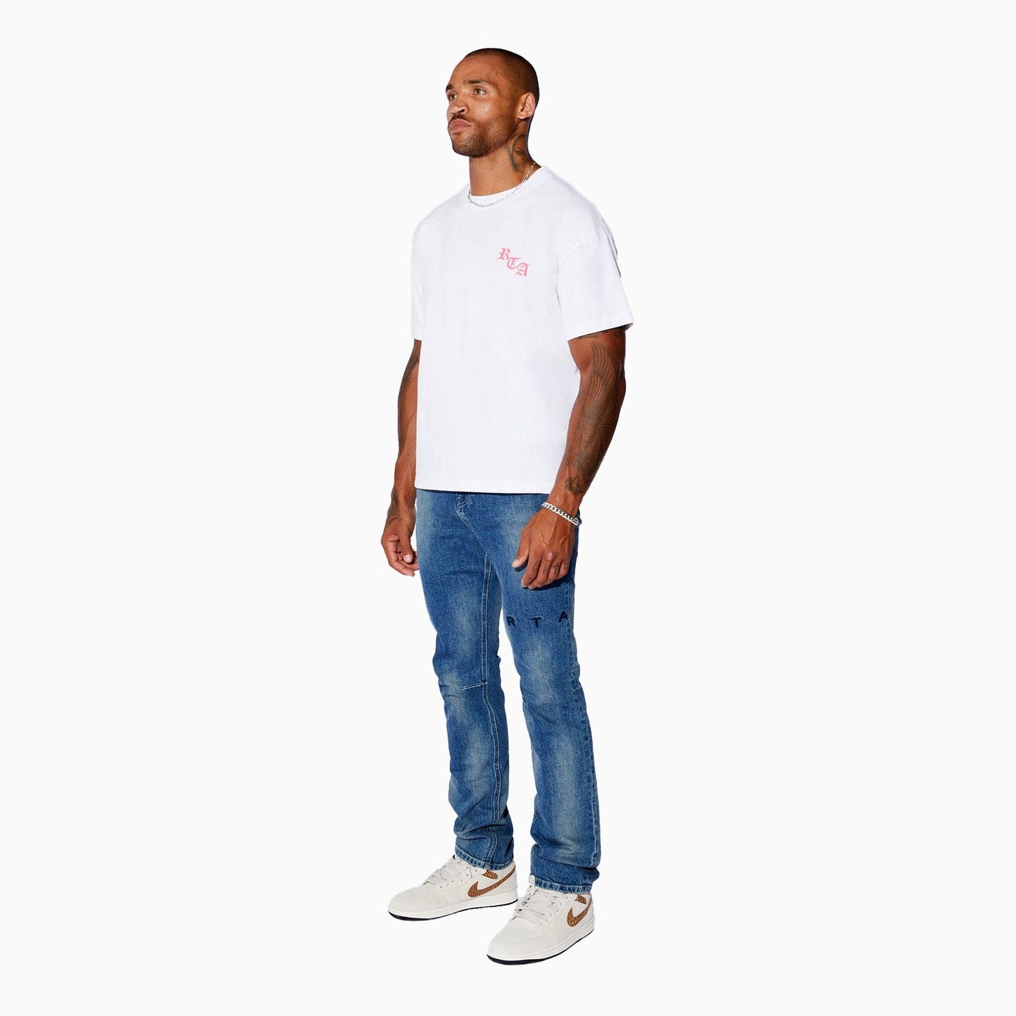 Men's Ashes Pink In White T Shirt