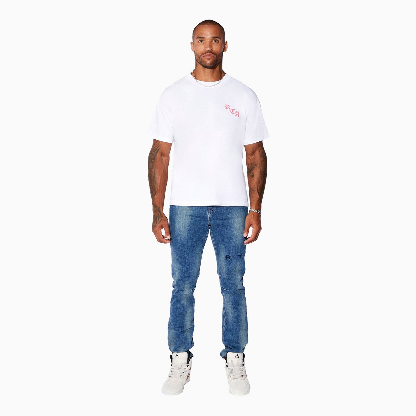Men's Ashes Pink In White T Shirt