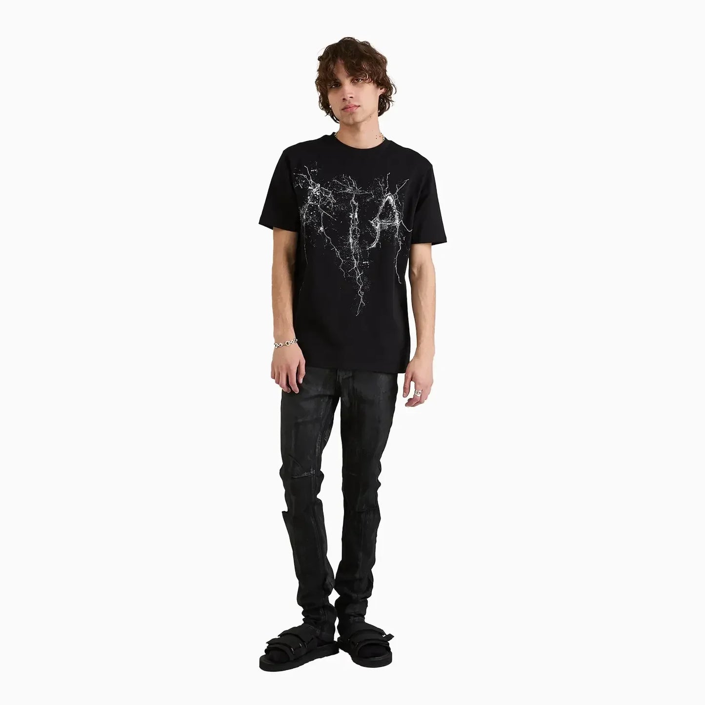 Men's Liam Black Cracked Logo T-Shirt
