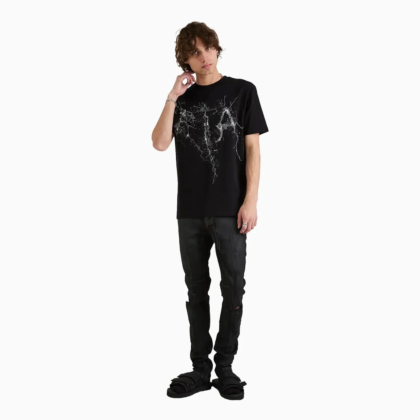 Men's Liam Black Cracked Logo T-Shirt