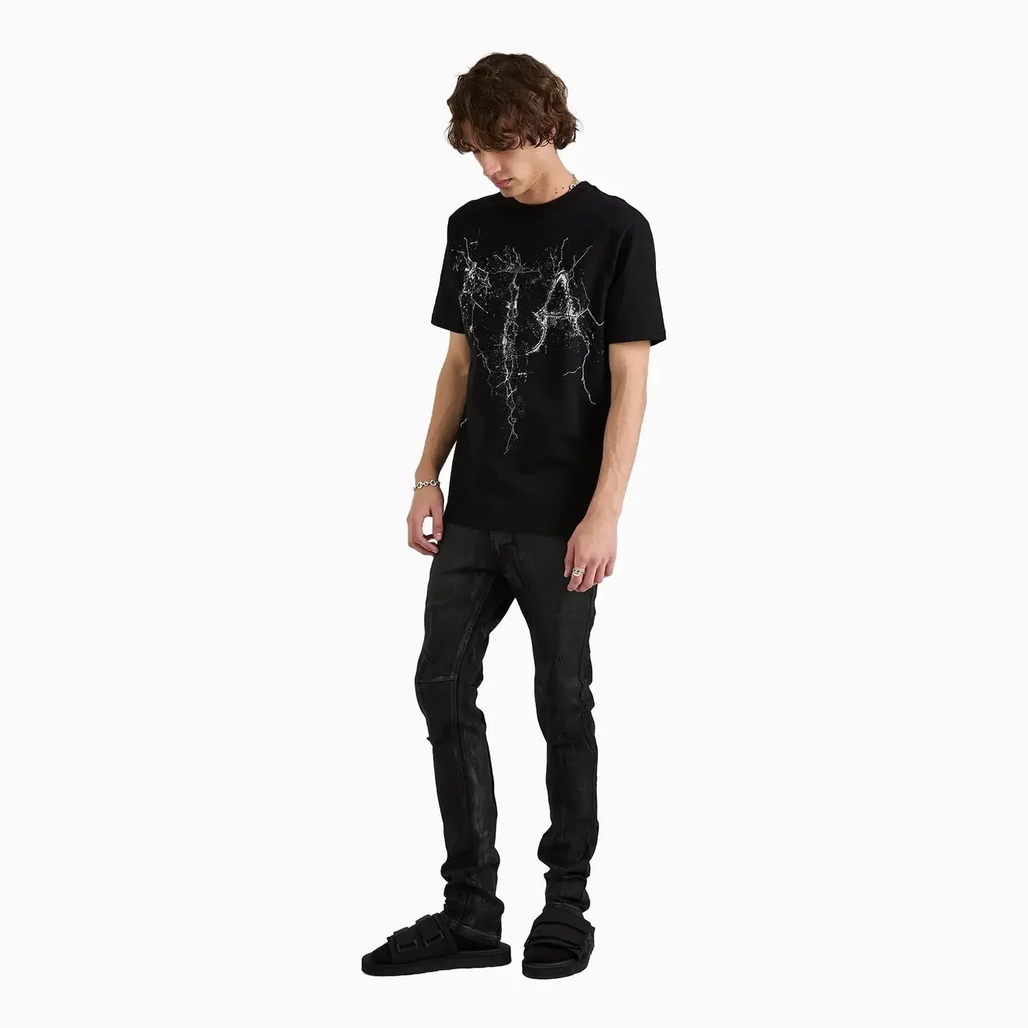 Men's Liam Black Cracked Logo T-Shirt