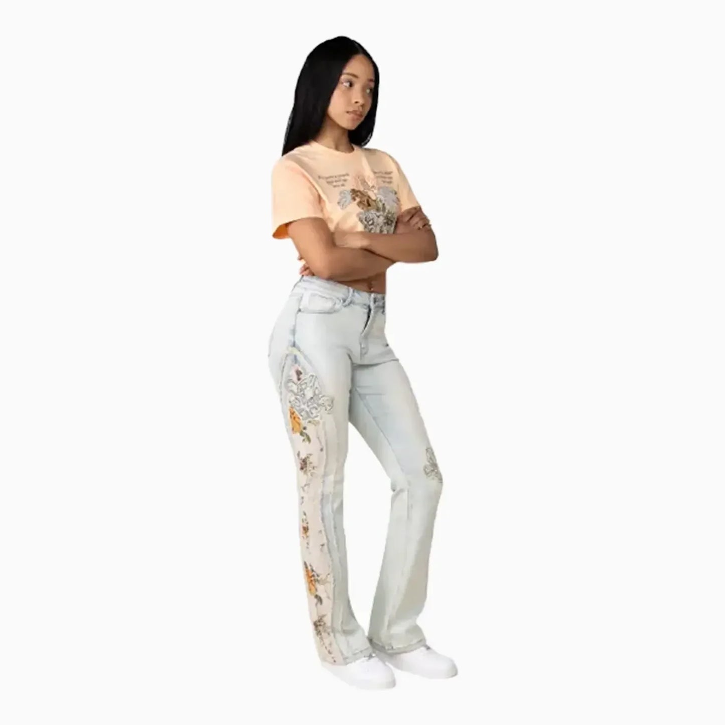 Women's High Rise Graphic Crop Outfit