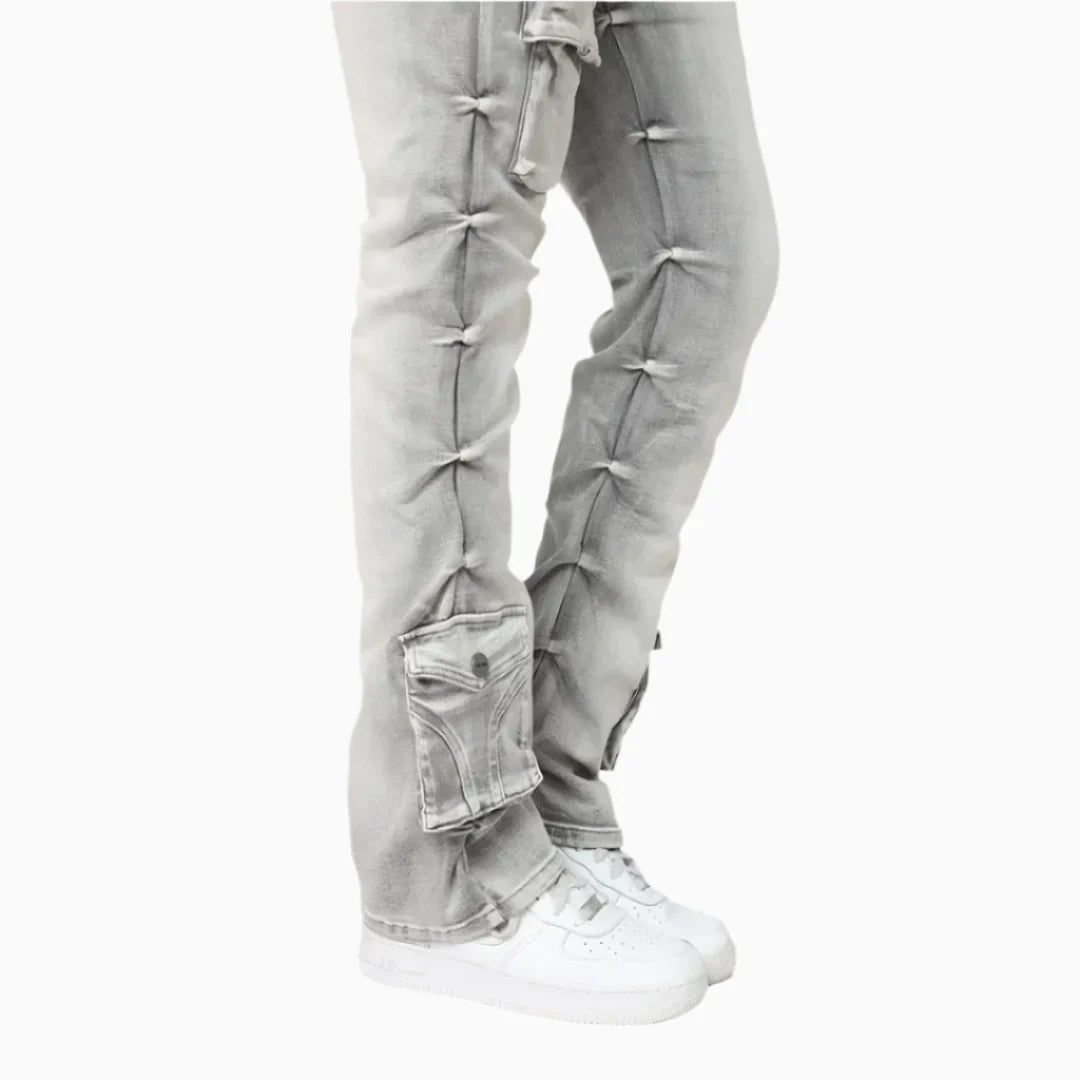 Women's High Rise Lightening Wash Stack Jeans Pant