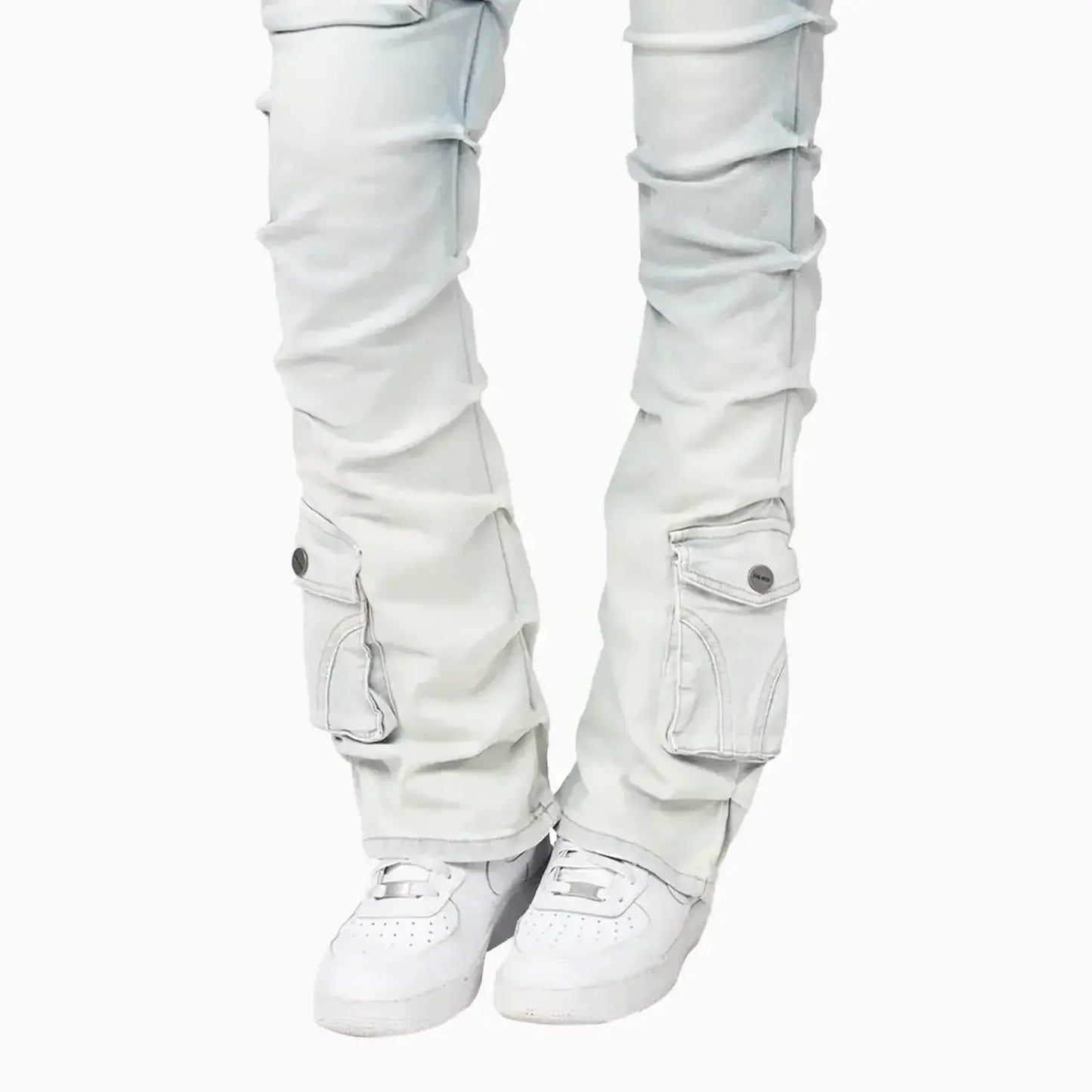 Women's High Rise Lightening Wash Stacked Jeans Pant