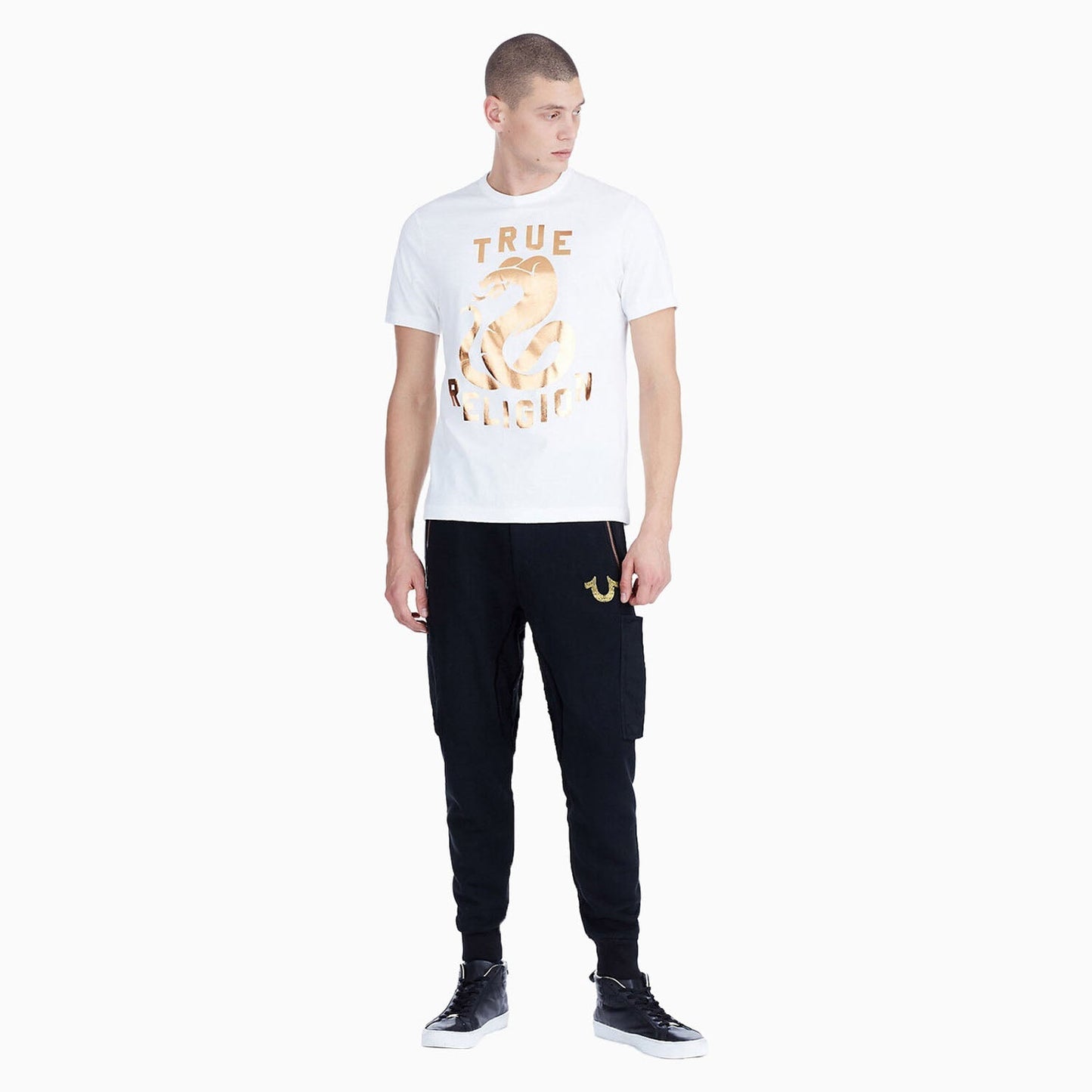 Men's Copper Snake Metallic Foil Print T Shirt