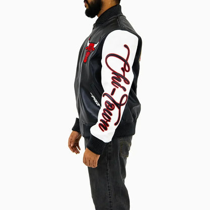 Men's NBA Chicago Bulls City Signatures Leather Varsity Jacket