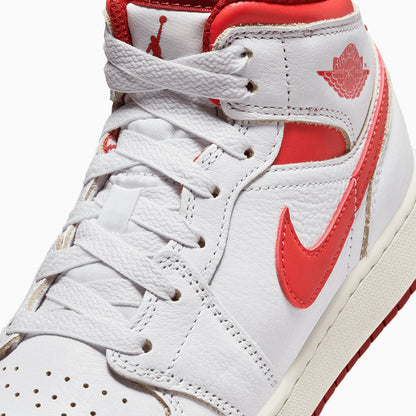 Kid's Air Jordan 1 Mid SE "White Dune Red" Grade School