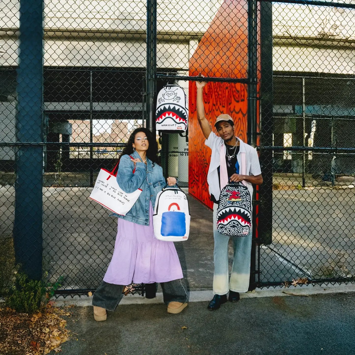 Keith Haring Embossed Shark Handbag Print Backpack