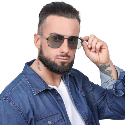 Men's Gucci Logo Silver Green Sunglasses