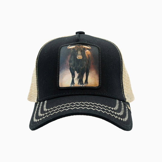 The Bull Black Beige Trucker Hat