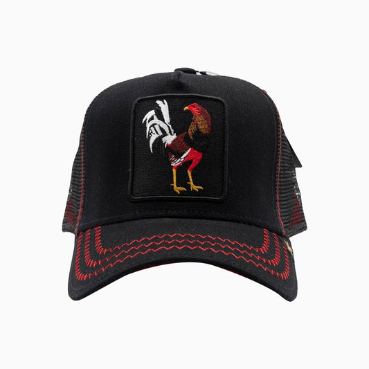 The Rooster Black Red Trucker Hat