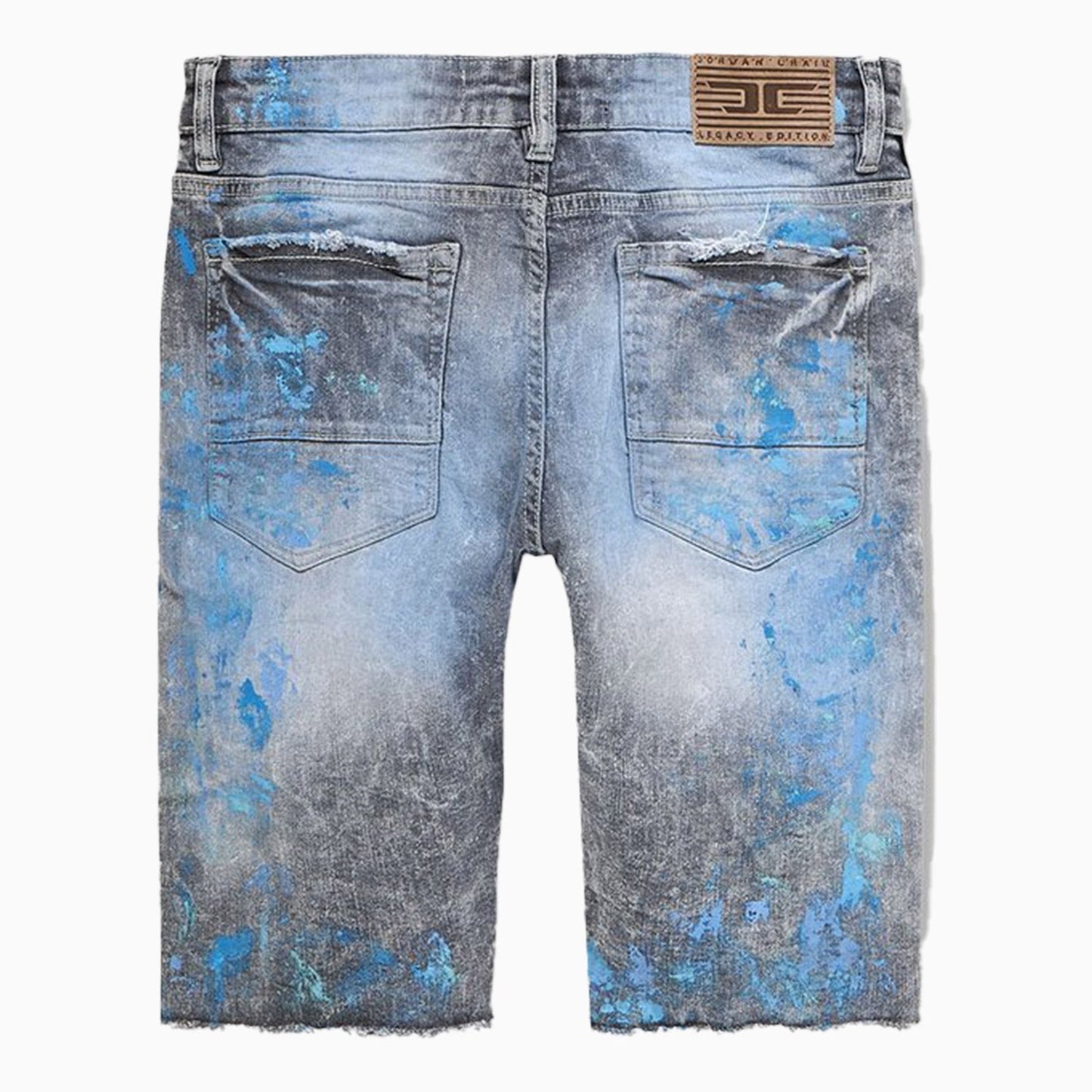 Men's Rhinestone Striped Denim Short