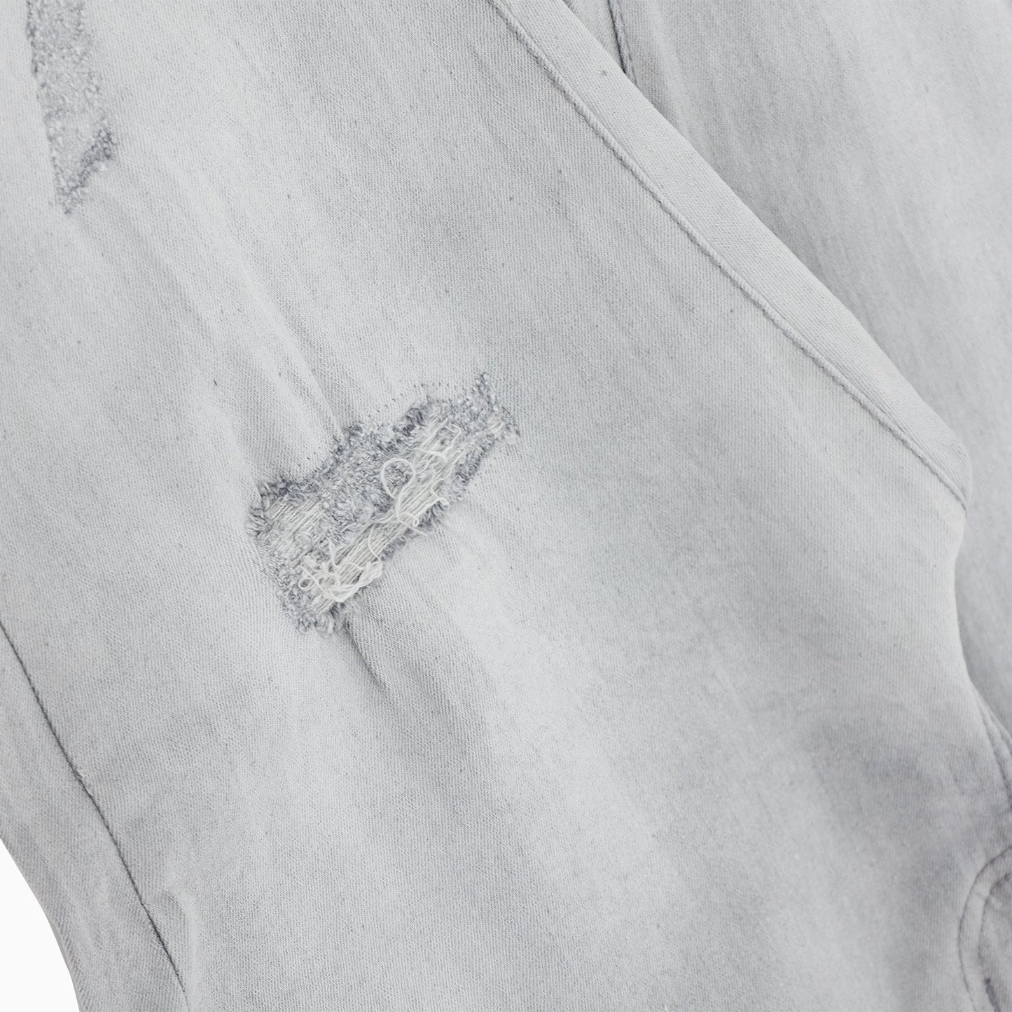 Men's Savar Ice Grey Slim Denim Ripped Jeans Pant