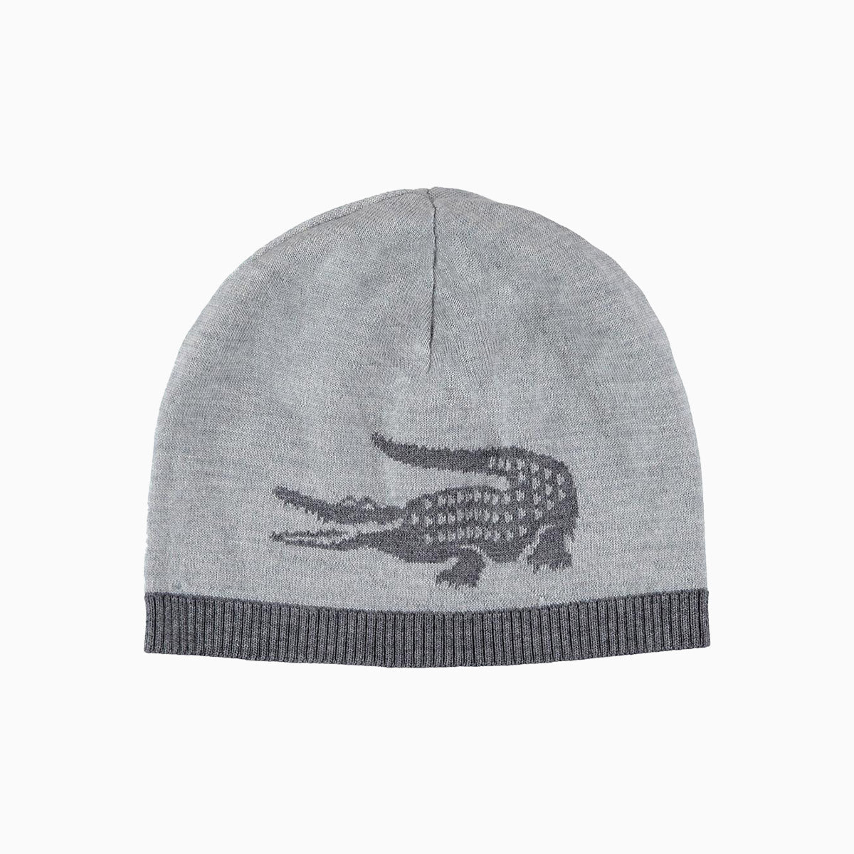 Jacquard Crocodile Wool Reversible Beanie Hat