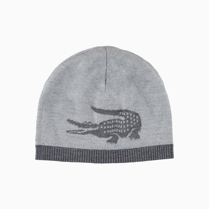 Jacquard Crocodile Wool Reversible Beanie Hat