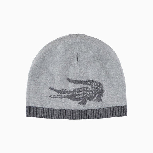 Jacquard Crocodile Wool Reversible Beanie Hat