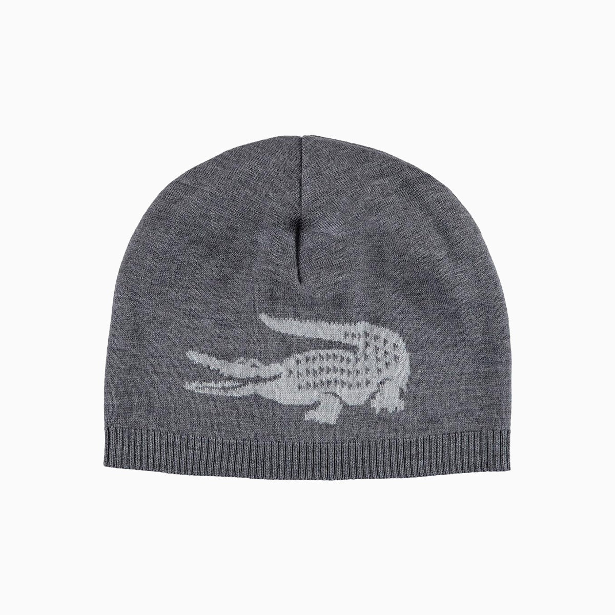 Jacquard Crocodile Wool Reversible Beanie Hat