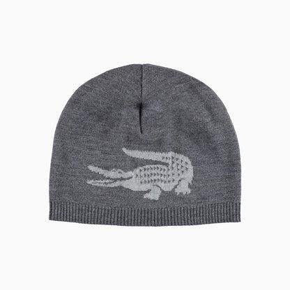 Jacquard Crocodile Wool Reversible Beanie Hat